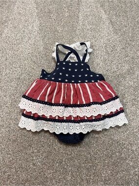 Bums & Roses Ruffle Dress “Stars and Stripes” Size 2T